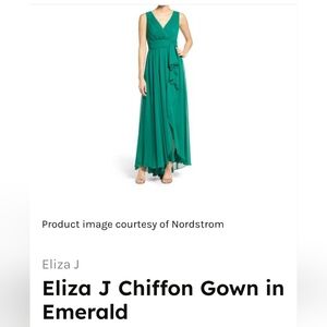 Eliza J Chiffon Gown in Emerald, 8